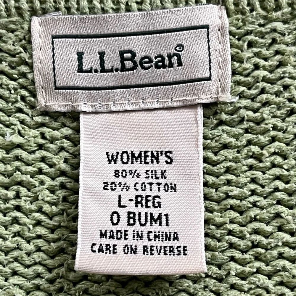 L.L. Bean Green Silk Blend Cardigan Sweater. Women's Size: L. - Picture 6 of 7